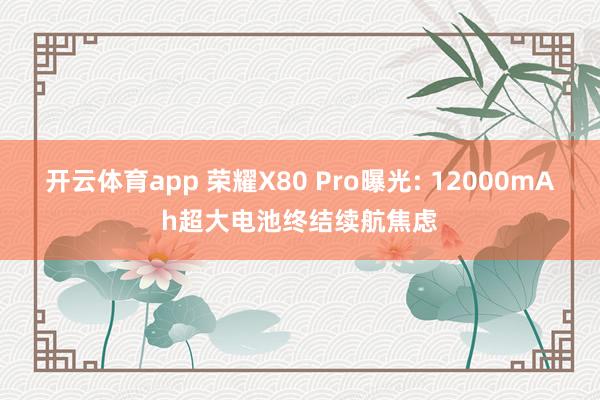 开云体育app 荣耀X80 Pro曝光: 12000mAh超大电池终结续航焦虑