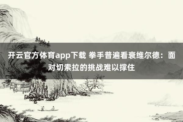 开云官方体育app下载 拳手普遍看衰维尔德:面对切索拉的挑战难以撑住