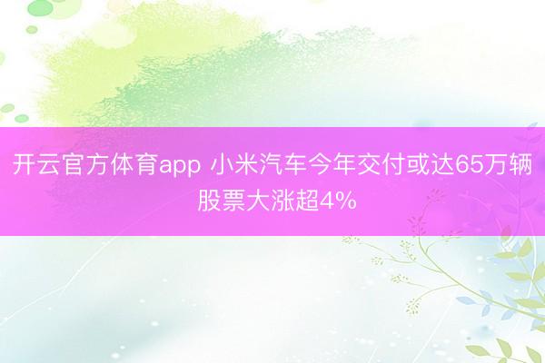 开云官方体育app 小米汽车今年交付或达65万辆 股票大涨超4%